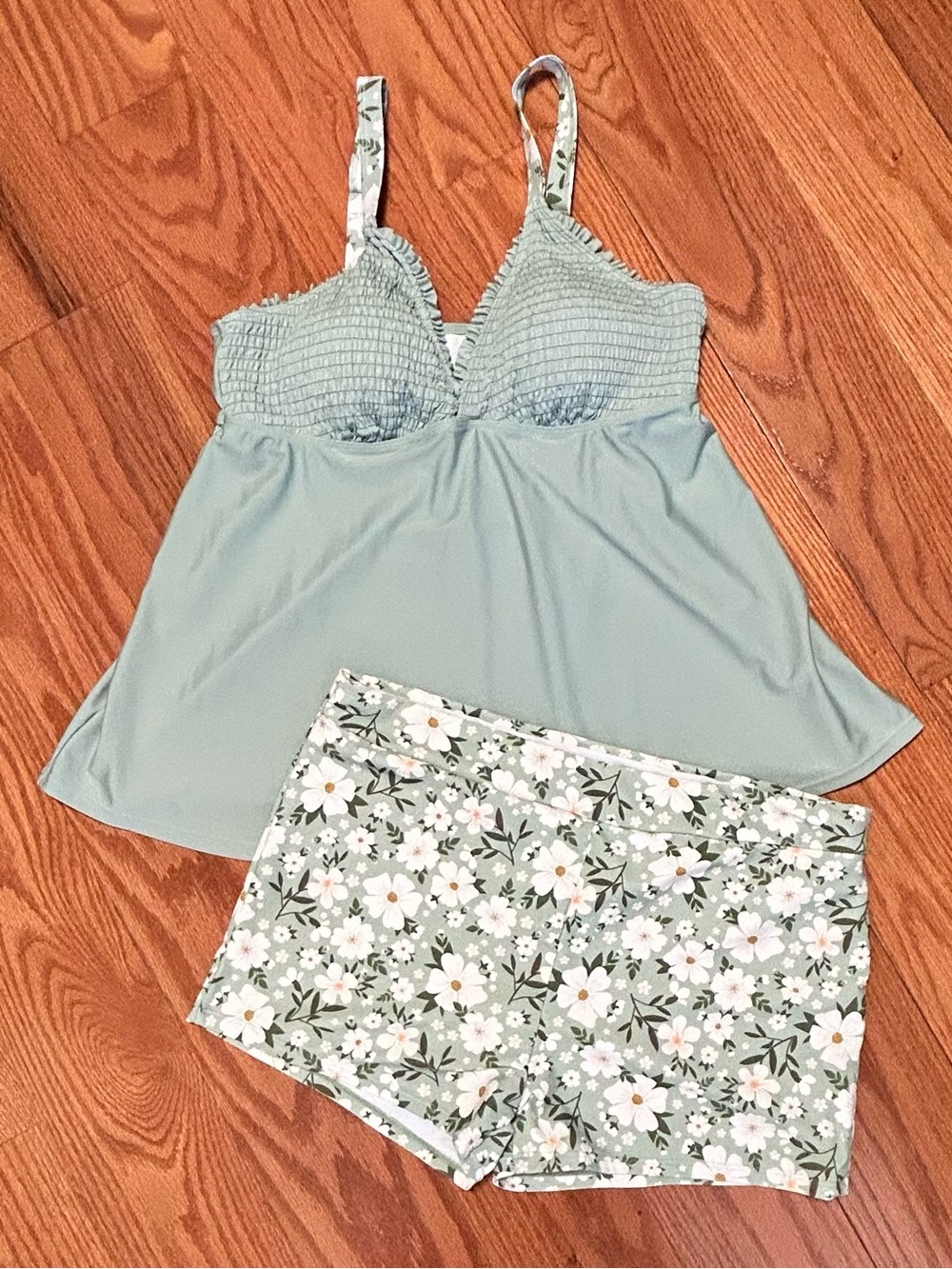 Floral Sage Two-Piece Bathing Suit Size XL